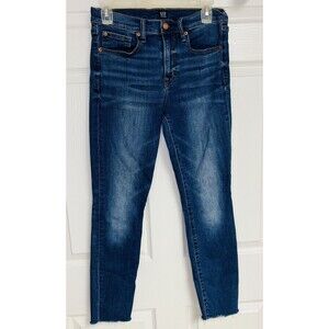 Gap Authentic True Skinny Ankle Jeans Womens Size 28R Blue Denim Raw Hem